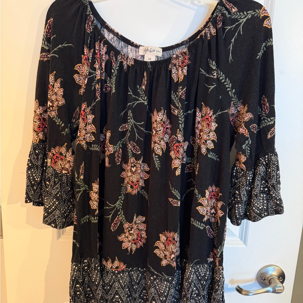 CO Black Floral Blouse